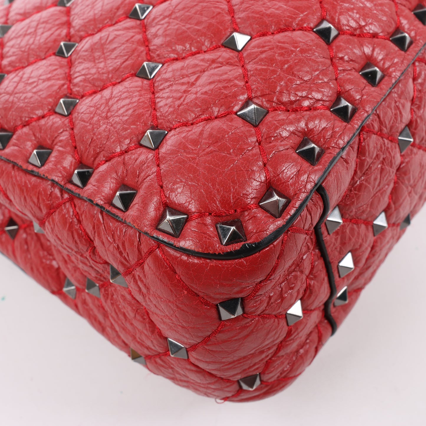 Valentino Rockstud Spike Chain 2Way Shoulder Bag in Red