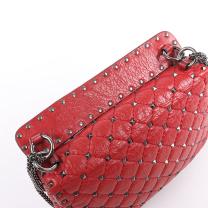 Valentino Rockstud Spike Chain 2Way Shoulder Bag in Red
