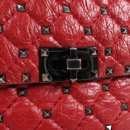 Valentino Rockstud Spike Chain 2Way Shoulder Bag in Red