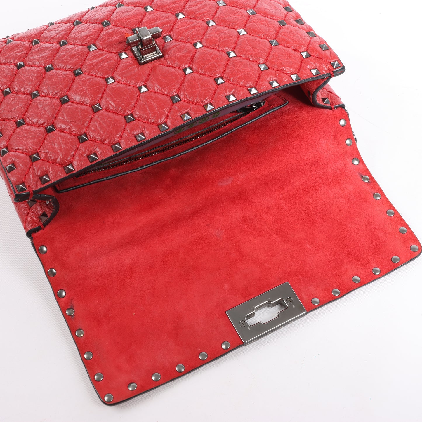 Valentino Rockstud Spike Chain 2Way Shoulder Bag in Red
