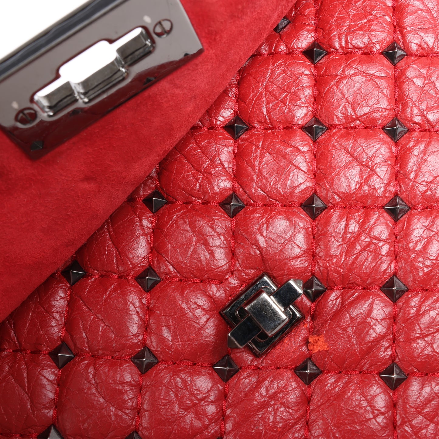 Valentino Rockstud Spike Chain 2Way Shoulder Bag in Red