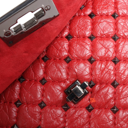 Valentino Rockstud Spike Chain 2Way Shoulder Bag in Red