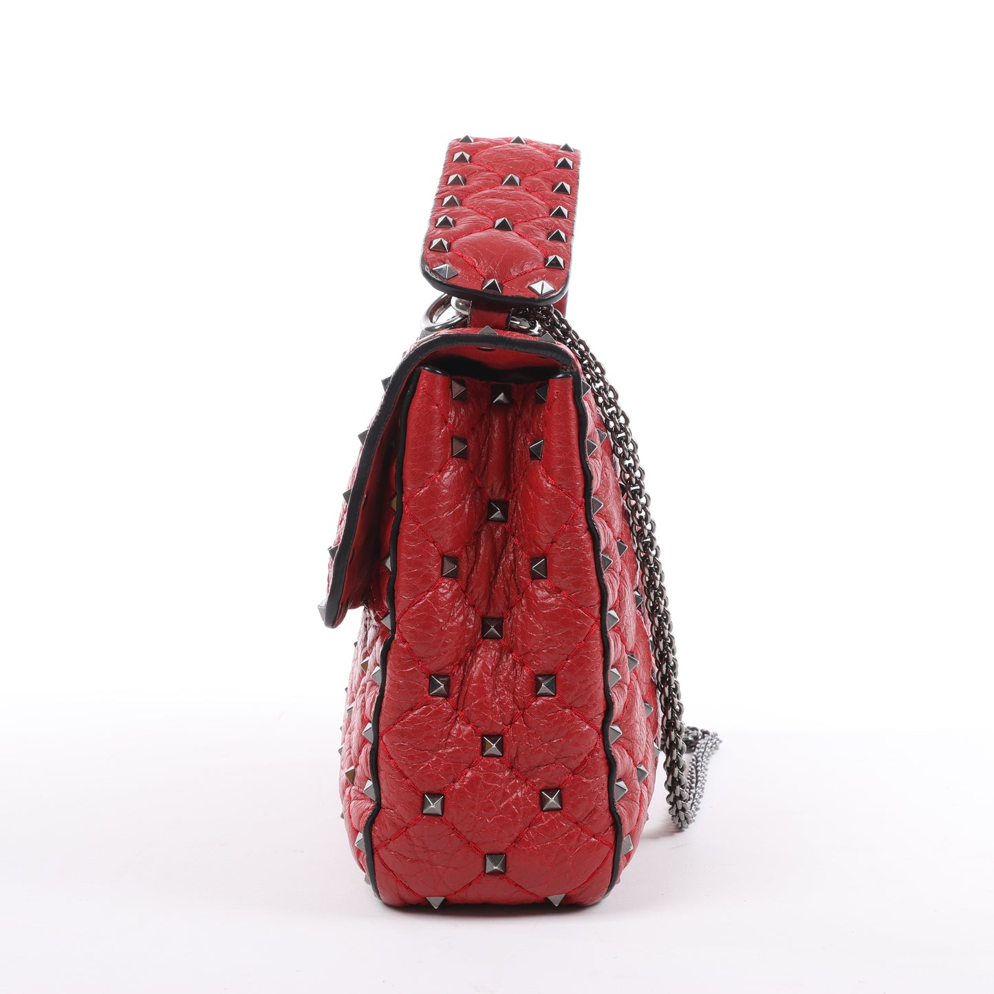 Valentino Rockstud Spike Chain 2Way Shoulder Bag in Red