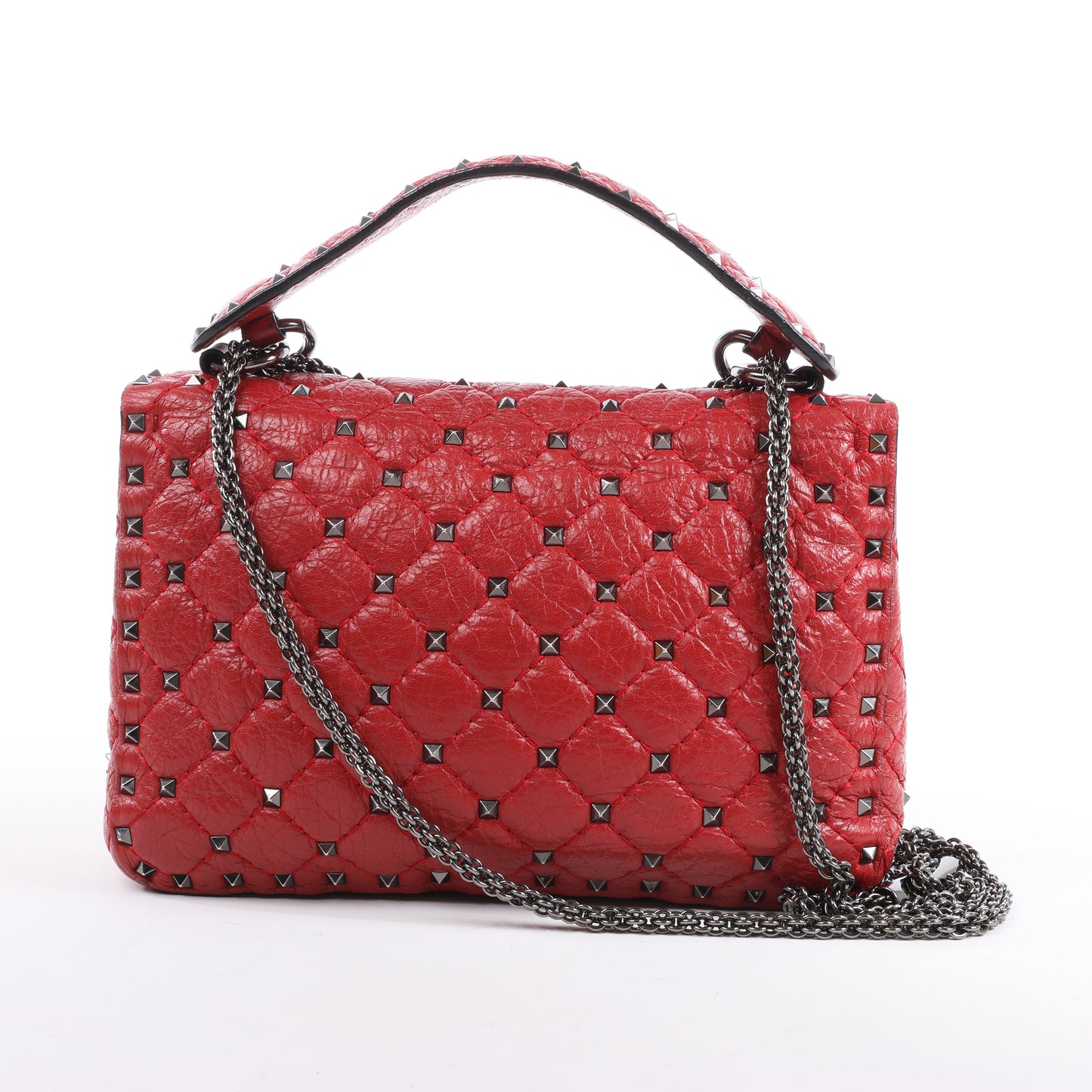 Valentino Rockstud Spike Chain 2Way Shoulder Bag in Red