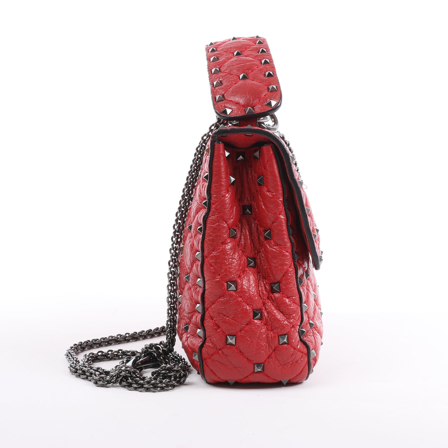Valentino Rockstud Spike Chain 2Way Shoulder Bag in Red