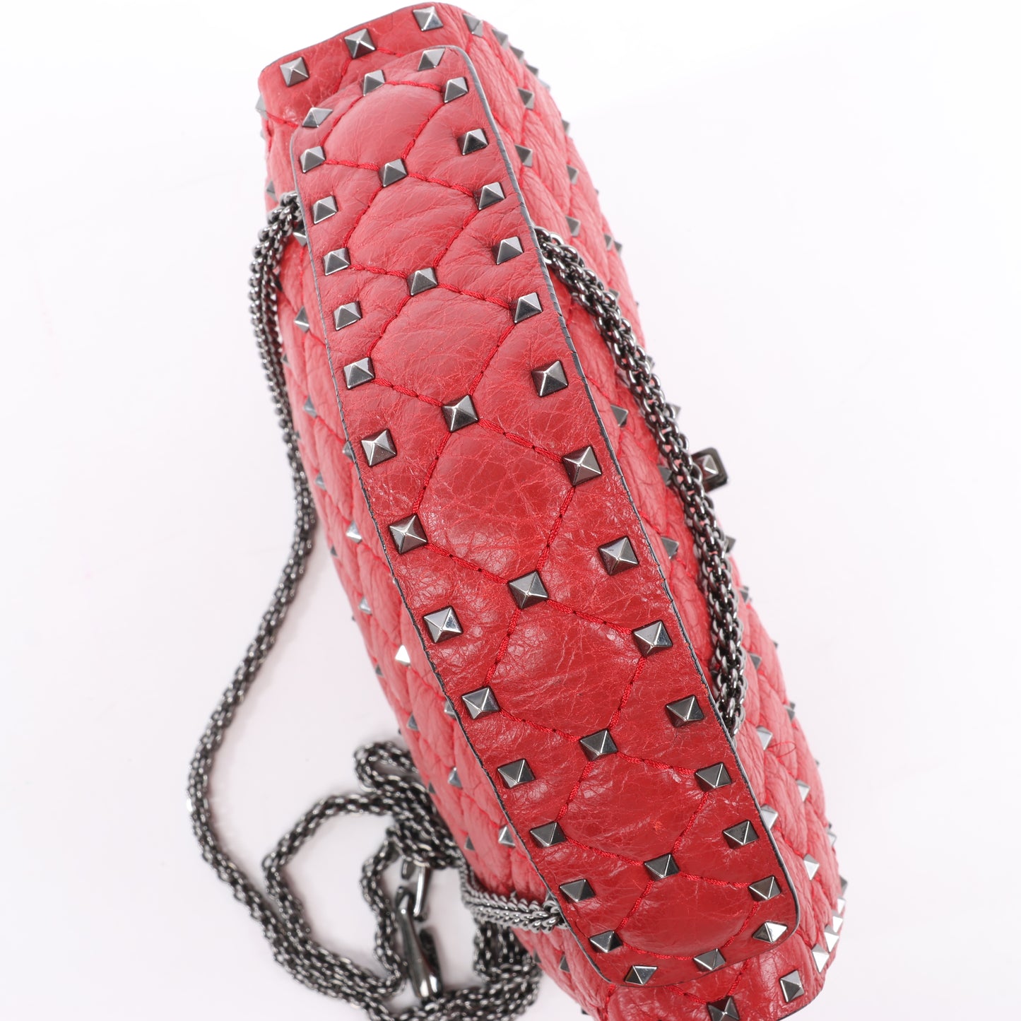 Valentino Rockstud Spike Chain 2Way Shoulder Bag in Red