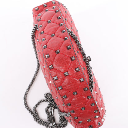 Valentino Rockstud Spike Chain 2Way Shoulder Bag in Red