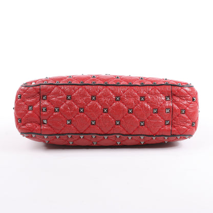 Valentino Rockstud Spike Chain 2Way Shoulder Bag in Red