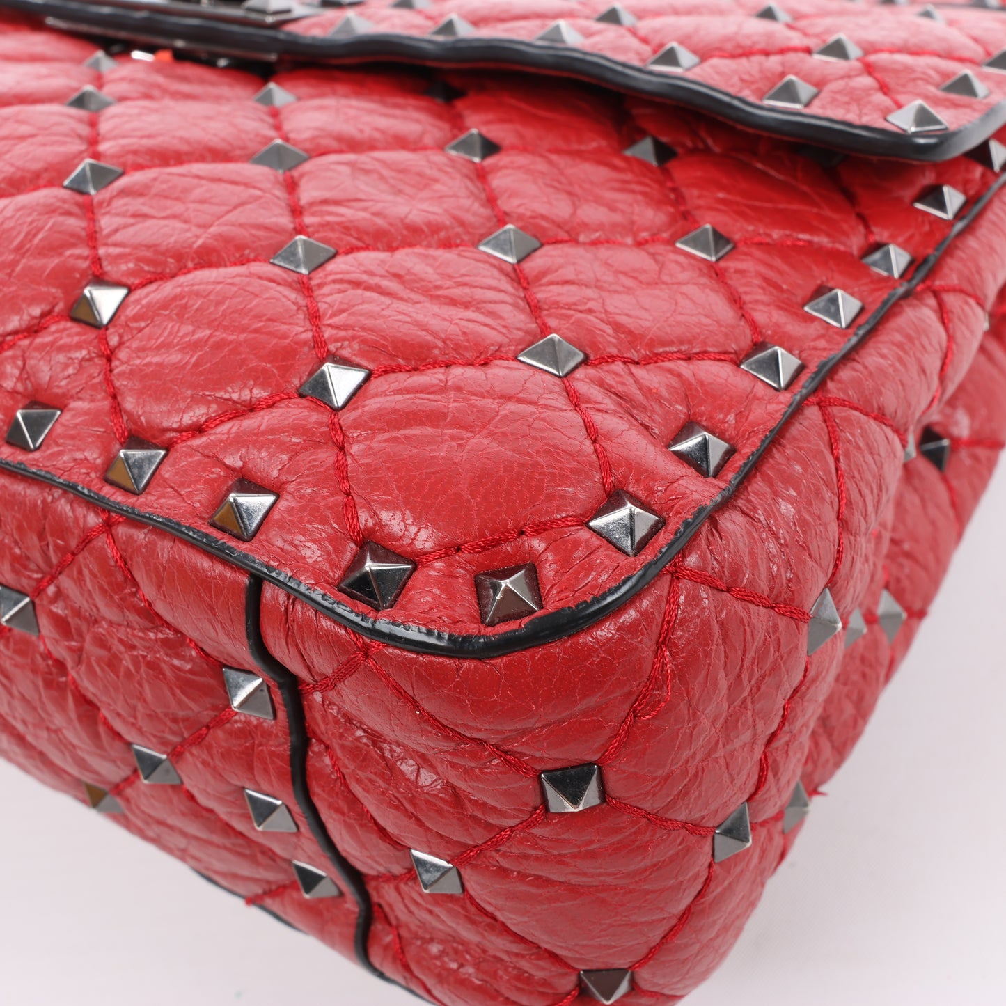 Valentino Rockstud Spike Chain 2Way Shoulder Bag in Red