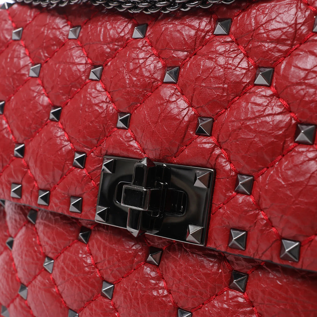 Valentino Rockstud Spike Chain 2Way Crossbody Bag in Red