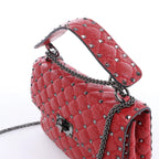 Valentino Rockstud Spike Chain 2Way Crossbody Bag in Red