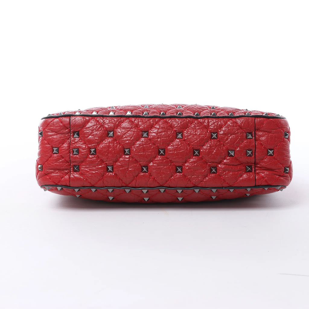 Valentino Rockstud Spike Chain 2Way Crossbody Bag in Red