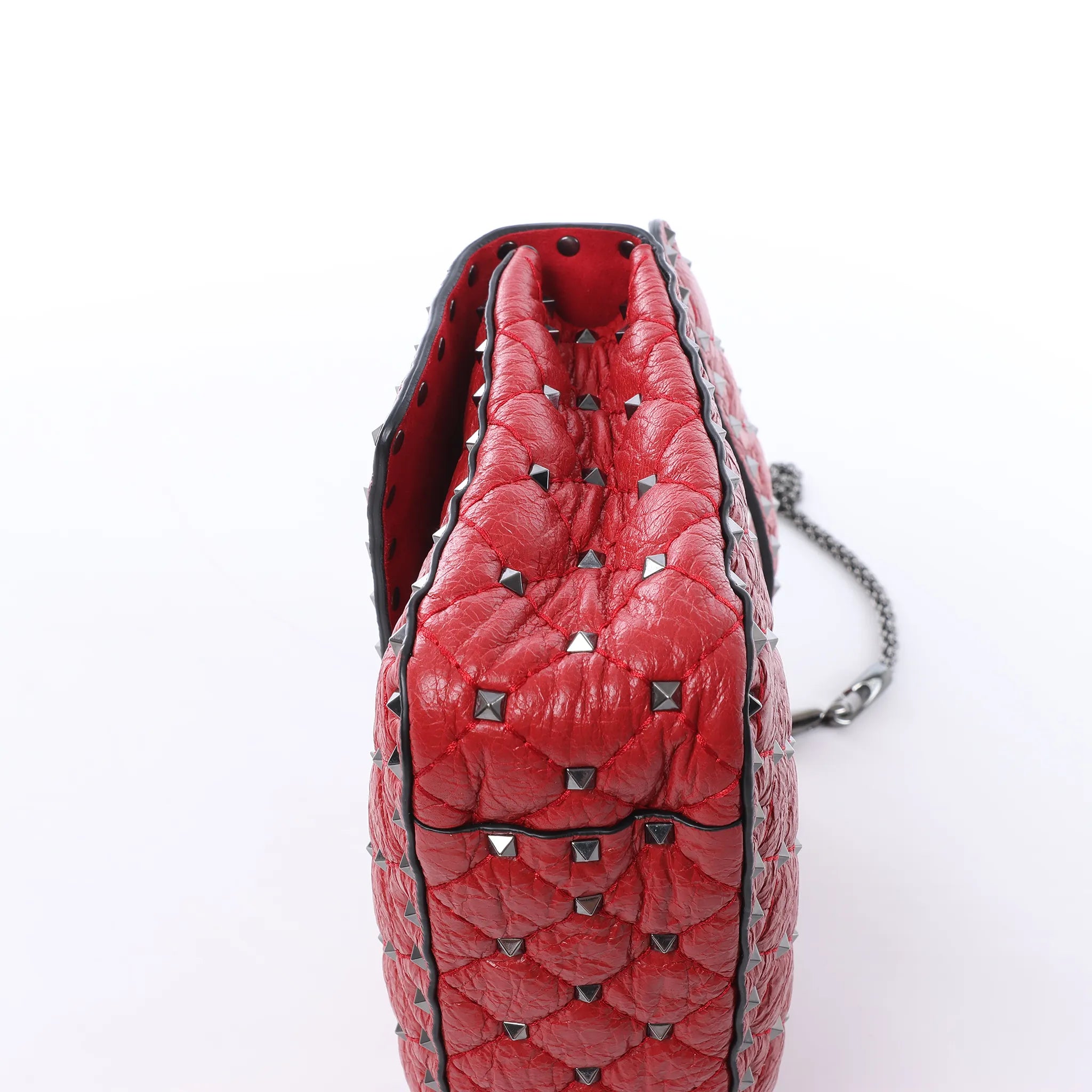 Valentino Rockstud Spike Chain 2Way Crossbody Bag in Red