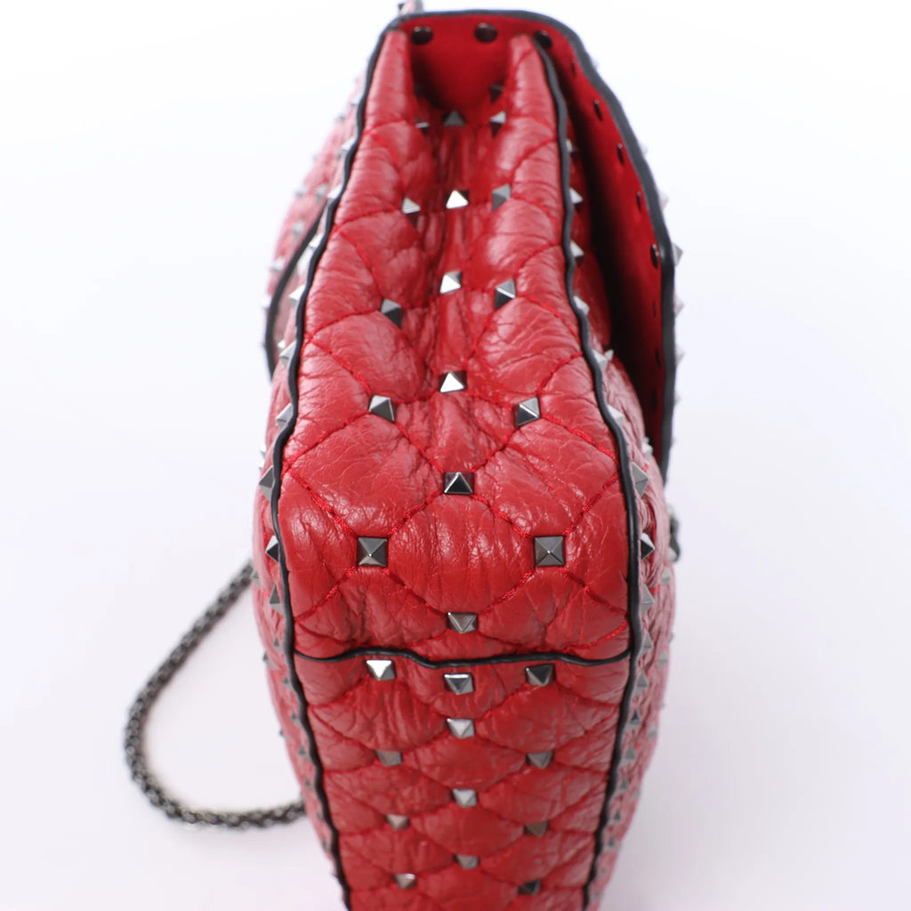 Valentino Rockstud Spike Chain 2Way Crossbody Bag in Red