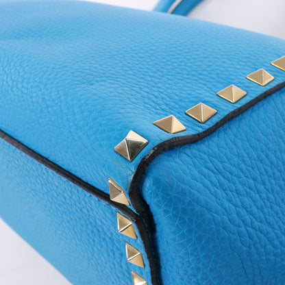 Valentino Garavani Rockstud Leather 2Way Handbag in Blue