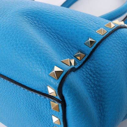 Valentino Garavani Rockstud Leather 2Way Handbag in Blue