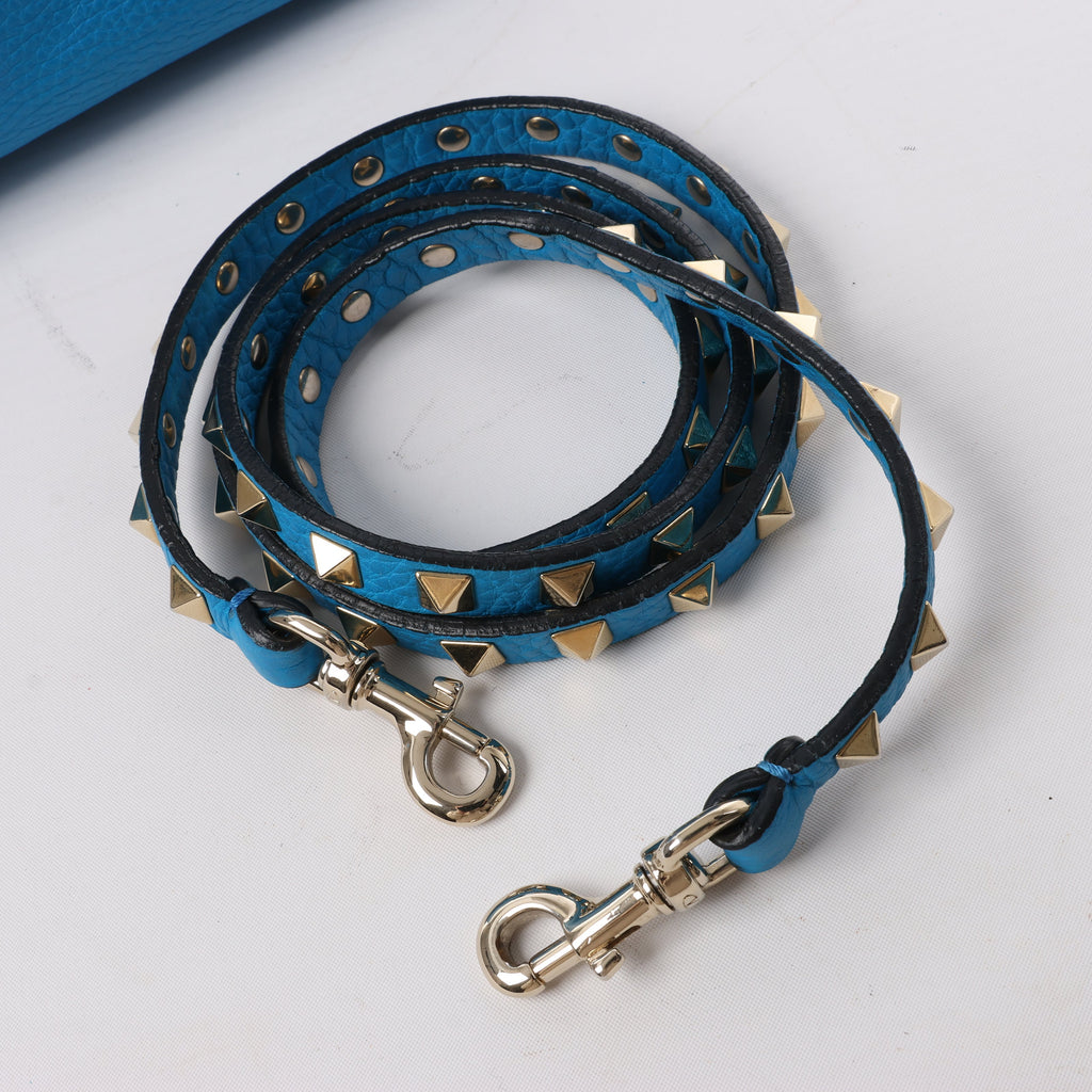 Valentino Garavani Rockstud Leather 2Way Handbag in Blue
