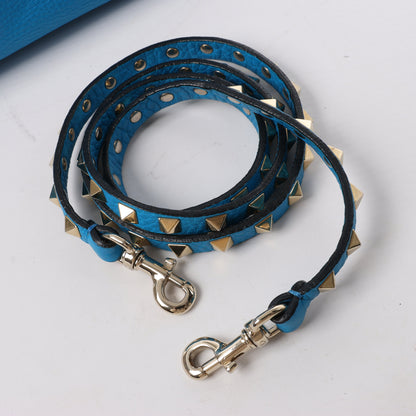 Valentino Garavani Rockstud Leather 2Way Handbag in Blue