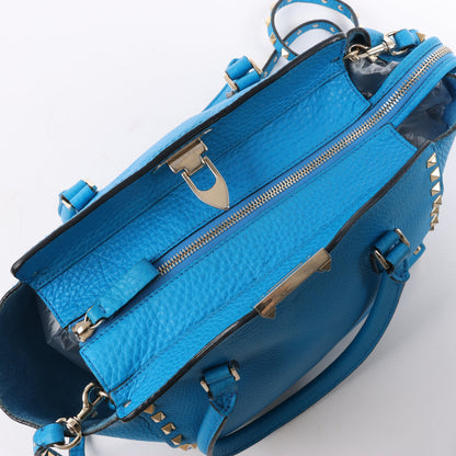 Valentino Garavani Rockstud Leather 2Way Handbag in Blue