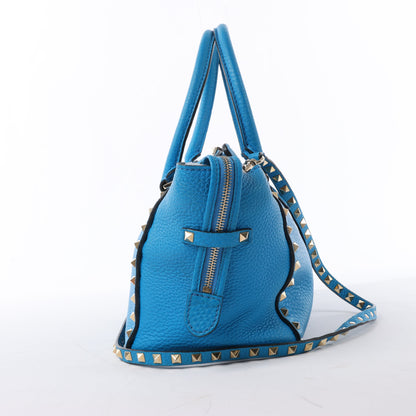 Valentino Garavani Rockstud Leather 2Way Handbag in Blue