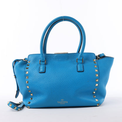 Valentino Garavani Rockstud Leather 2Way Handbag in Blue