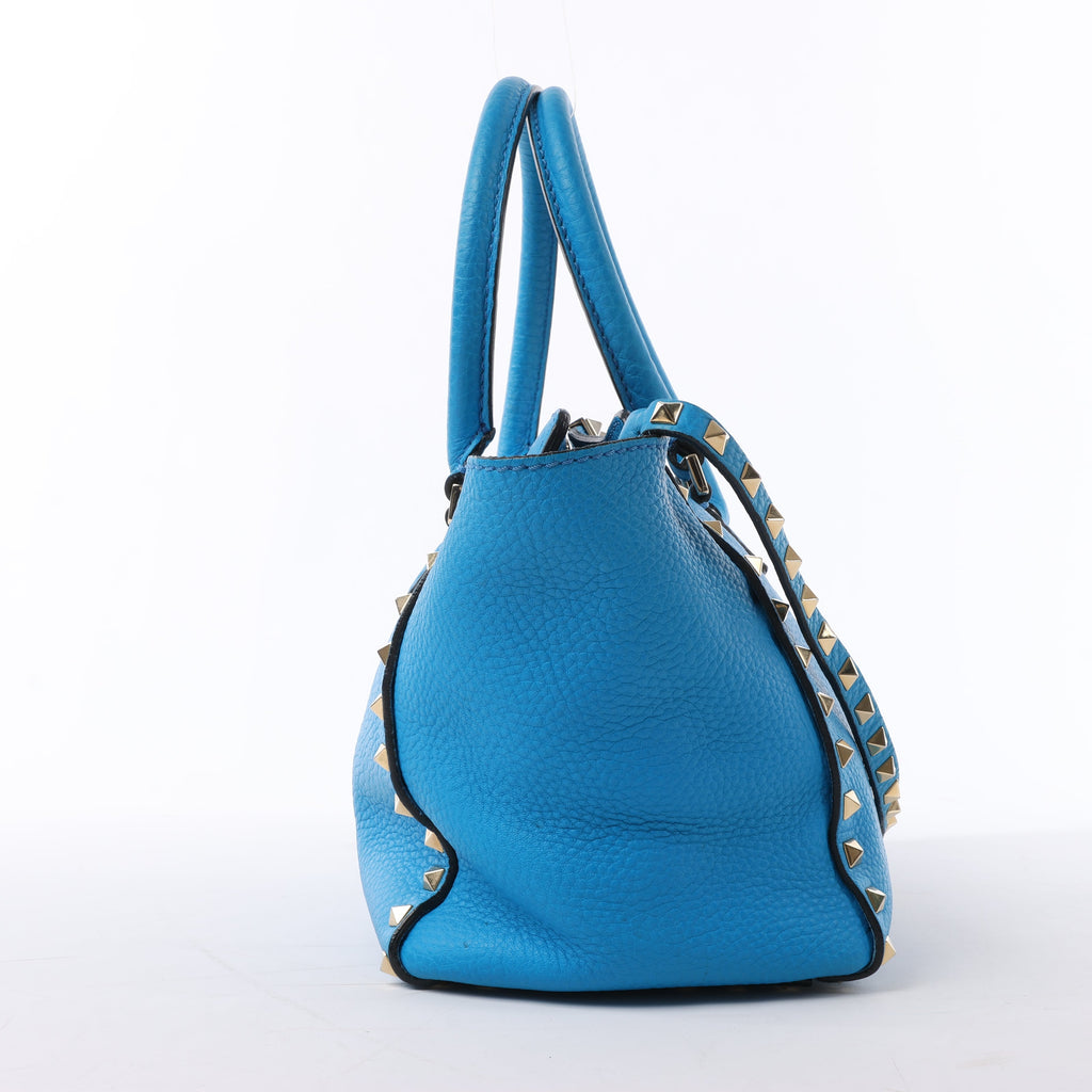 Valentino Garavani Rockstud Leather 2Way Handbag in Blue
