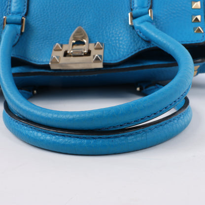 Sac à main Valentino Garavani Rockstud en cuir bleu