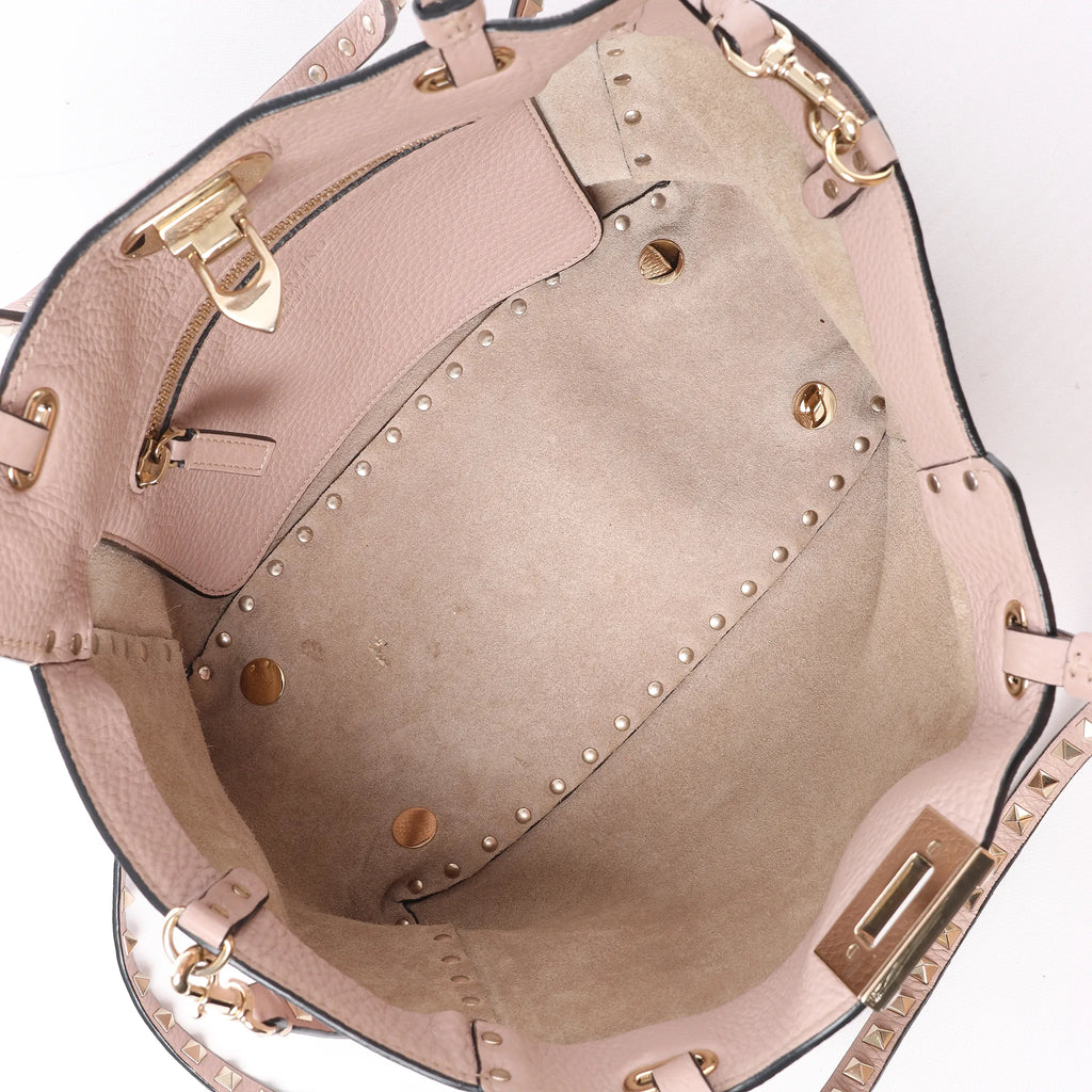 Valentino Garavani Rockstud Leather 2Way Handbag in Dusty Pink