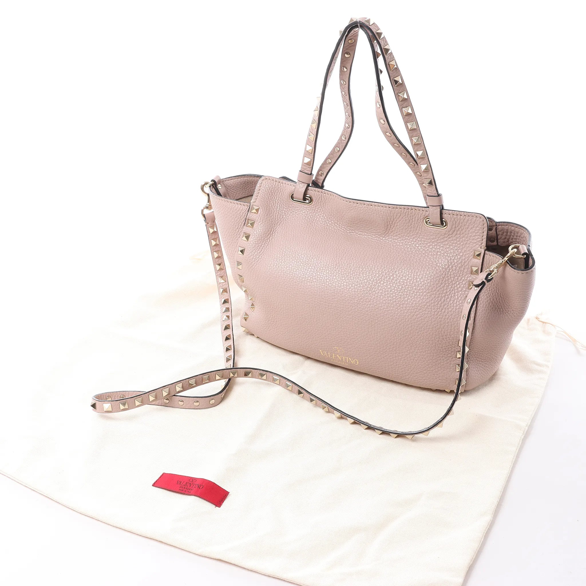 Valentino Garavani Rockstud Leather 2Way Handbag in Dusty Pink