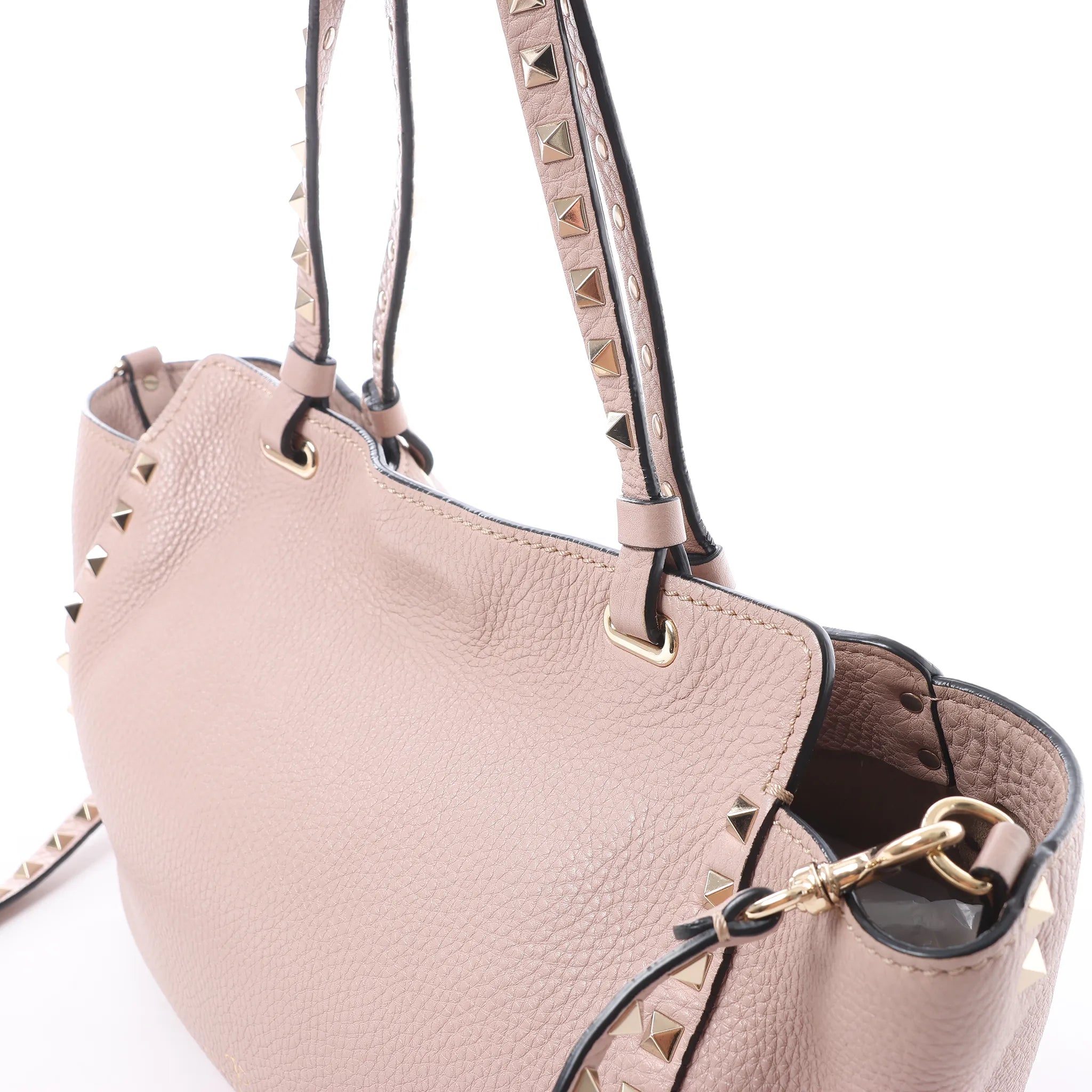 Valentino Garavani Rockstud Leather 2Way Handbag in Dusty Pink