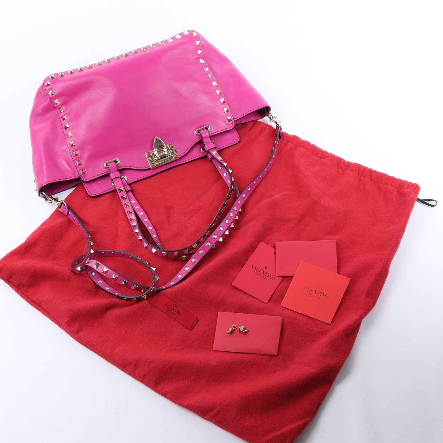 Sac à main Valentino Garavani Rockstud en cuir rose à double compartiment