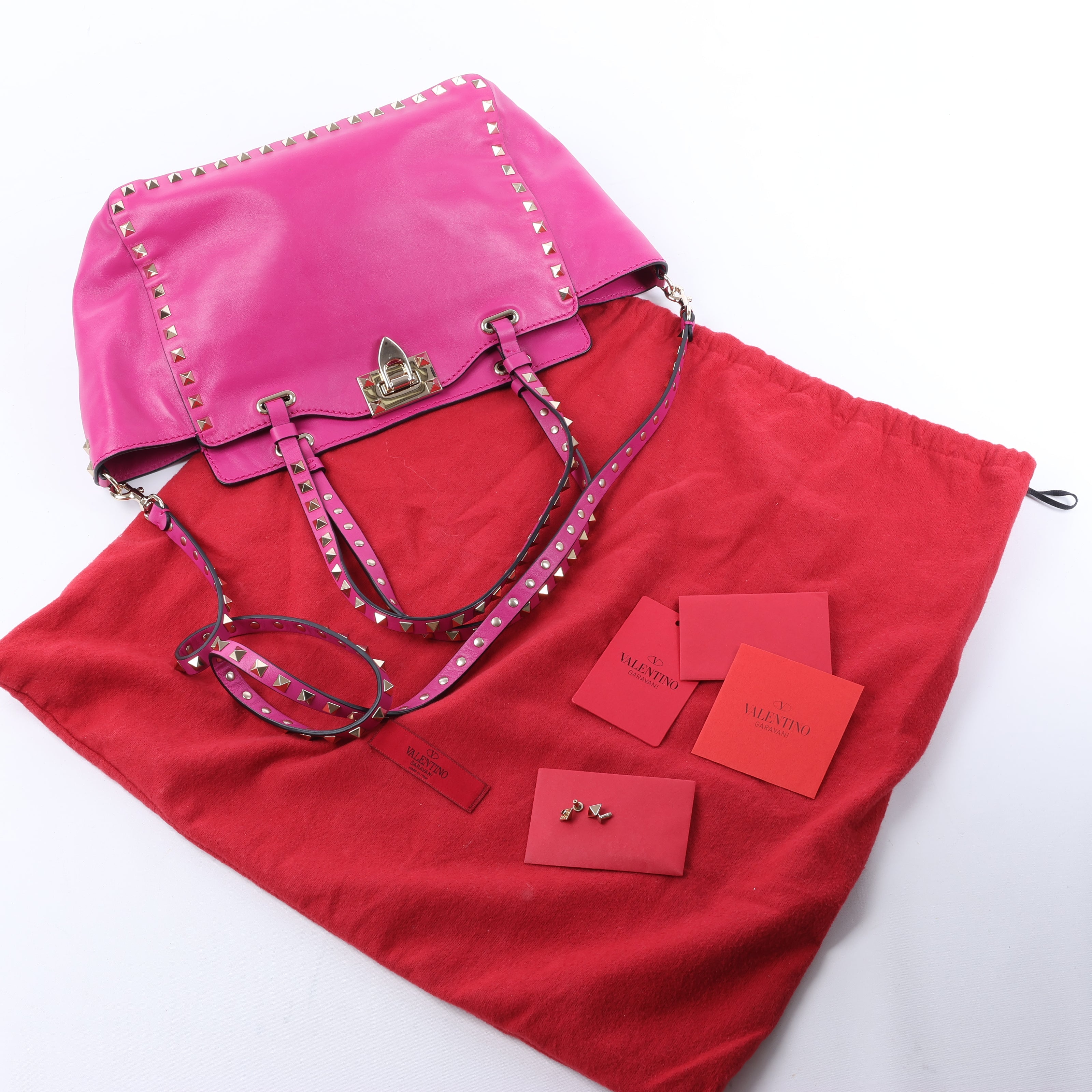 Valentino Garavani Rockstud Leather 2Way Handbag in Pink