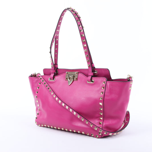 Valentino Garavani Rockstud Leather 2Way Handbag in Pink