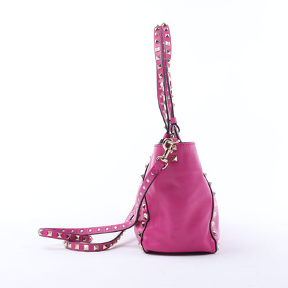 Sac à main Valentino Garavani Rockstud en cuir rose à double compartiment