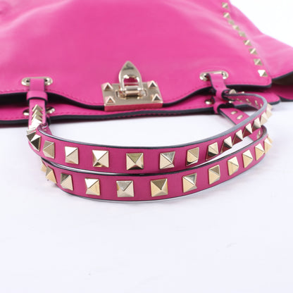 Sac à main Valentino Garavani Rockstud en cuir rose à double compartiment