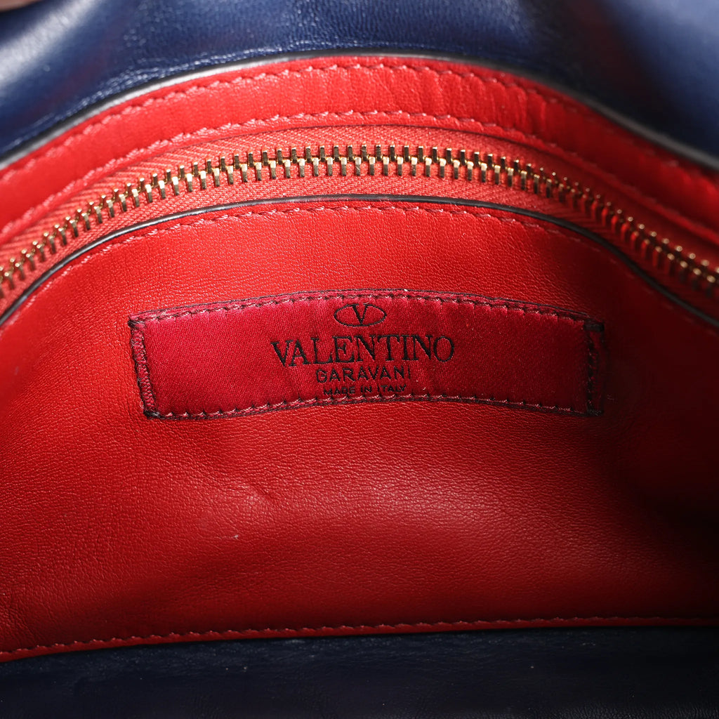 Valentino Rockstud Spike Chain 2Way Shoulder Bag in Navy Blue