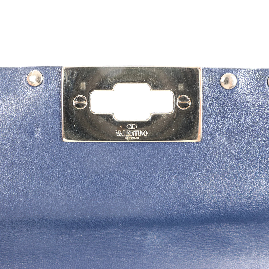 Valentino Rockstud Spike Chain 2Way Shoulder Bag in Navy Blue