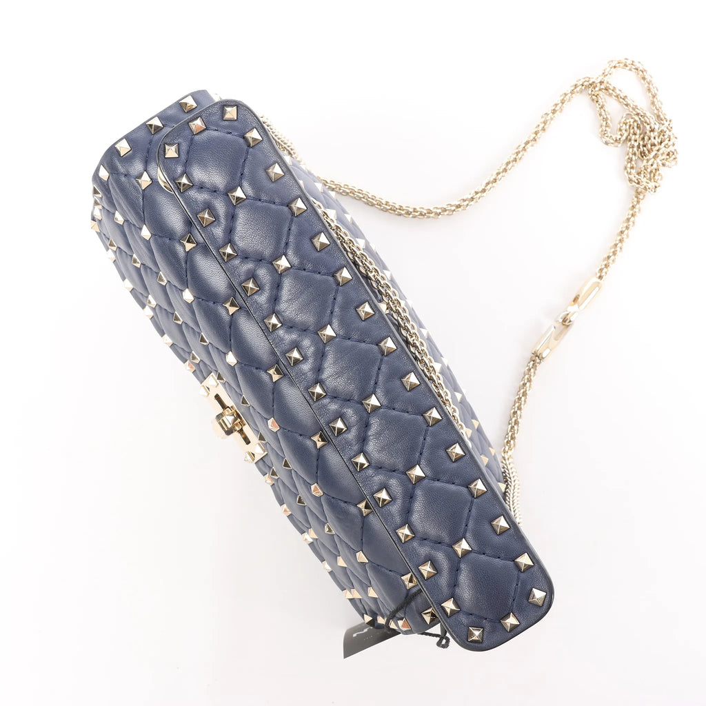 Valentino Rockstud Spike Chain 2Way Shoulder Bag in Navy Blue