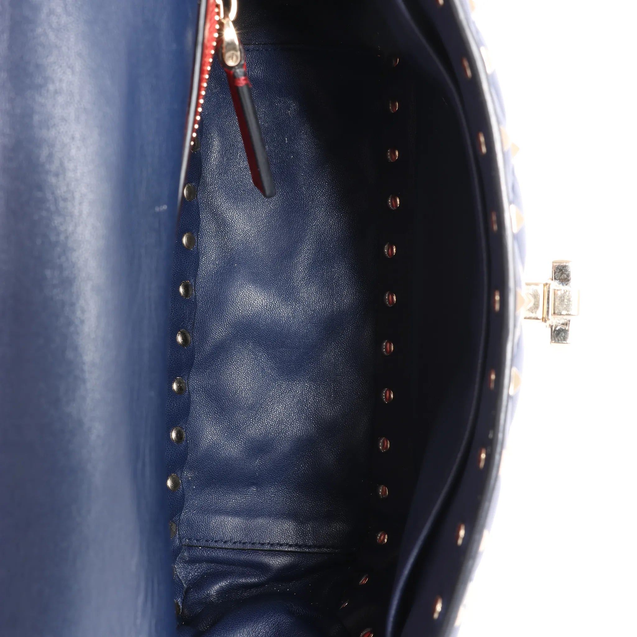 Valentino Rockstud Spike Chain 2Way Shoulder Bag in Navy Blue
