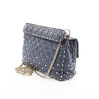 Valentino Rockstud Spike Chain 2Way Shoulder Bag in Navy Blue