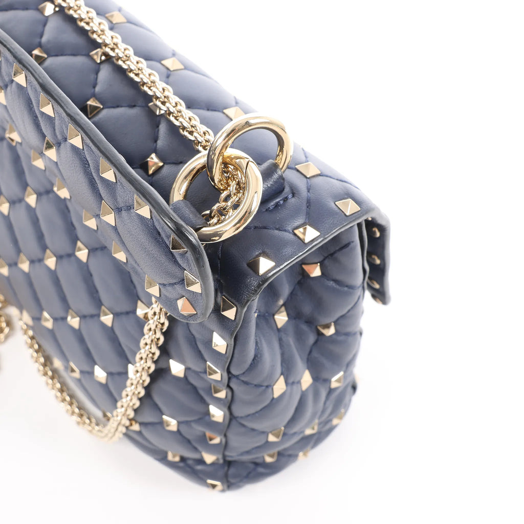Valentino Rockstud Spike Chain 2Way Shoulder Bag in Navy Blue