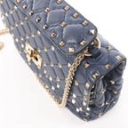 Valentino Rockstud Spike Chain 2Way Shoulder Bag in Navy Blue