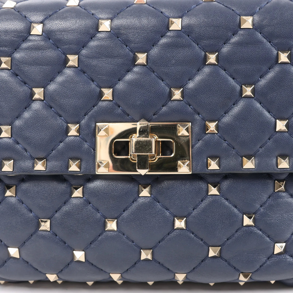 Valentino Rockstud Spike Chain 2Way Shoulder Bag in Navy Blue