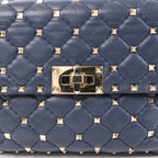 Valentino Rockstud Spike Chain 2Way Shoulder Bag in Navy Blue
