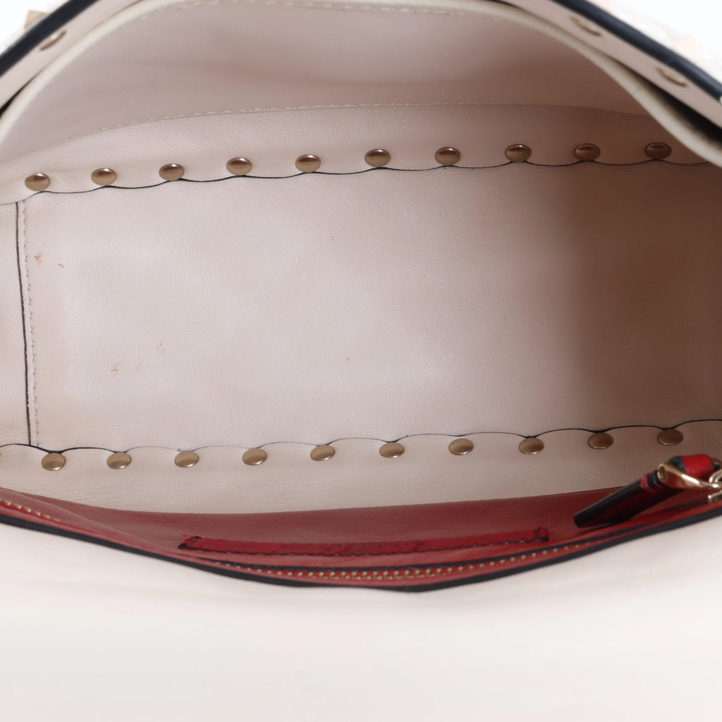Valentino Garavani Rockstud Leather 2Way Shoulder Bag in White