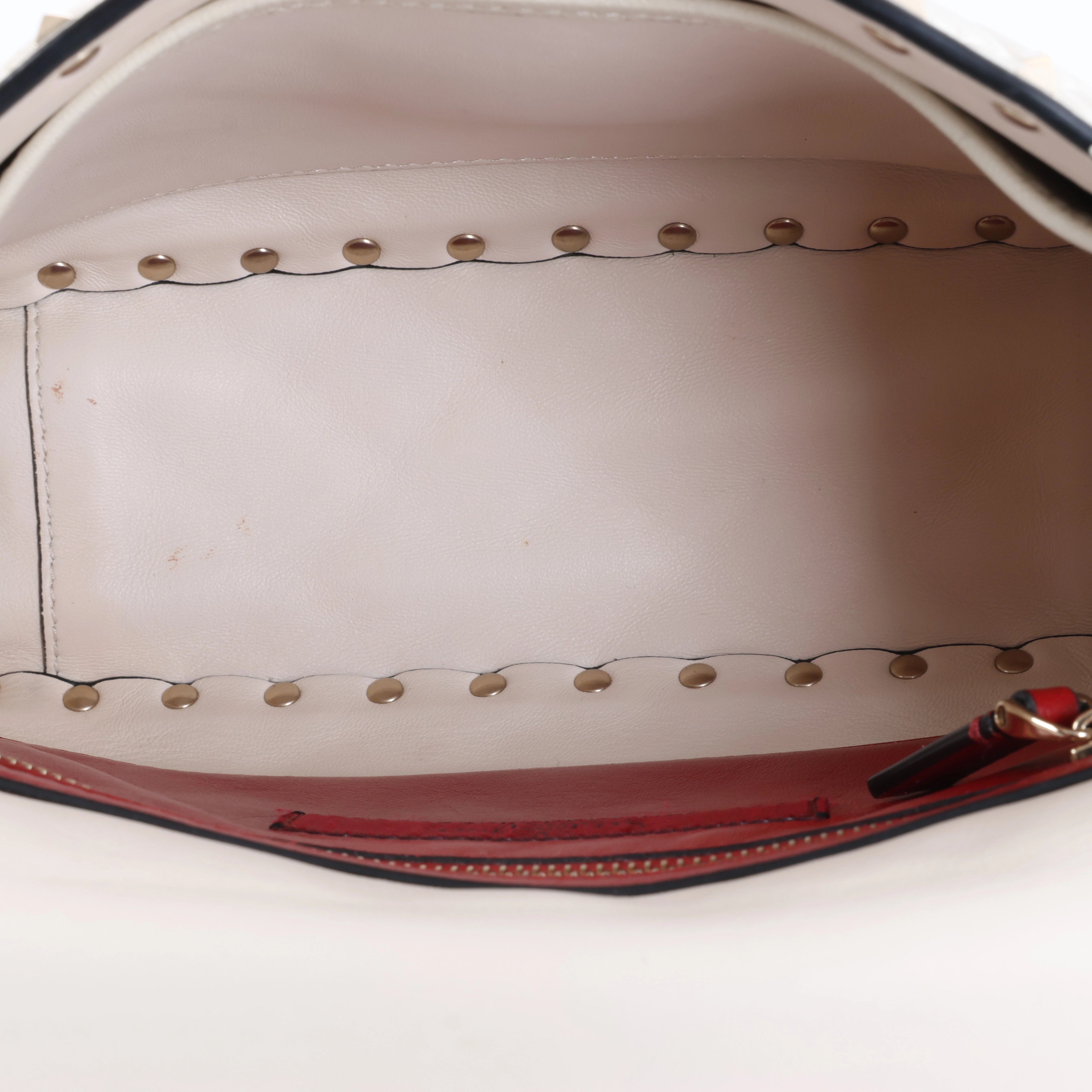 Valentino Garavani Rockstud Leather 2Way Shoulder Bag in White