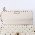 Valentino Garavani Rockstud Leather 2Way Shoulder Bag in White