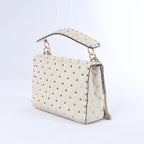 Valentino Garavani Rockstud Leather 2Way Shoulder Bag in White