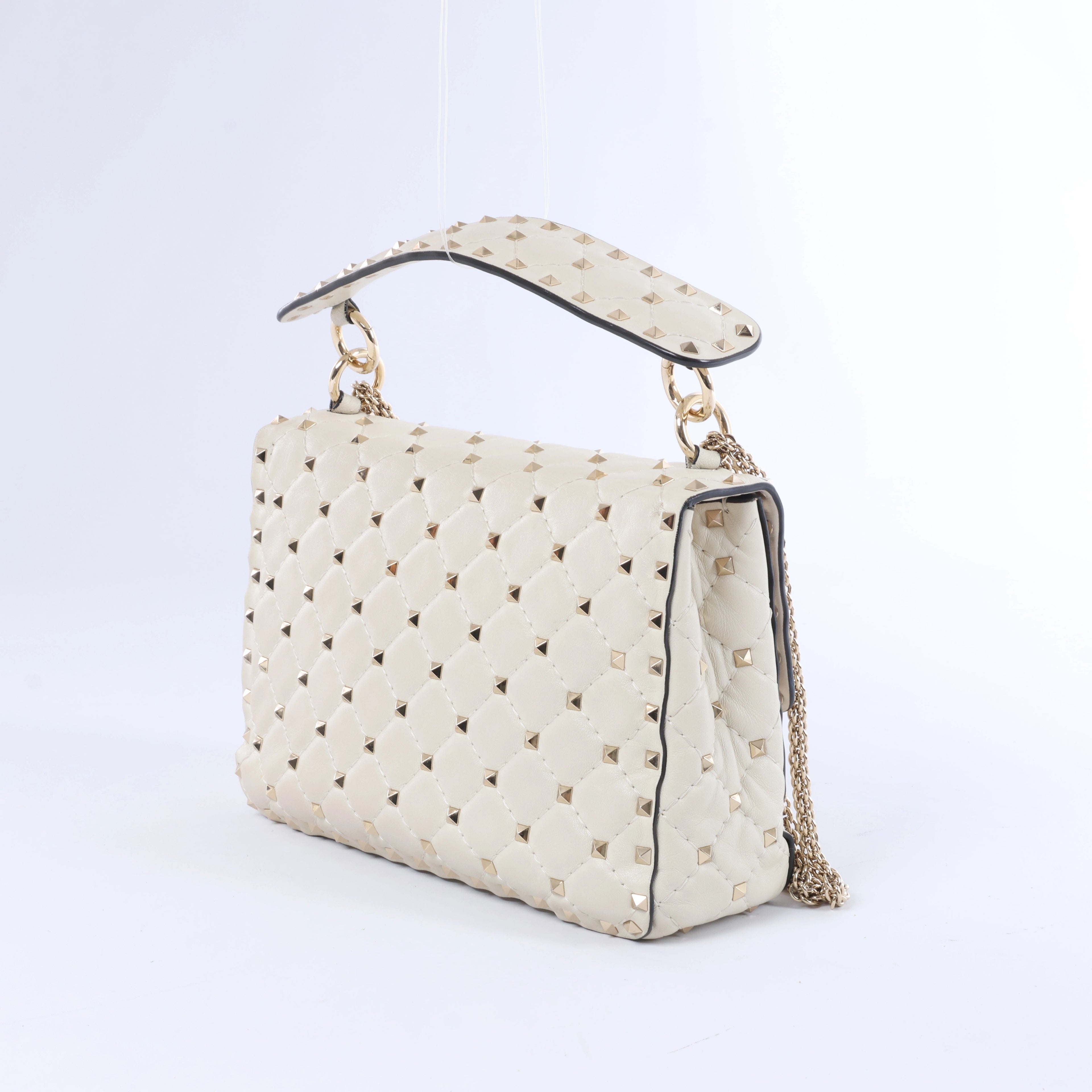 Valentino Garavani Rockstud Leather 2Way Shoulder Bag in White