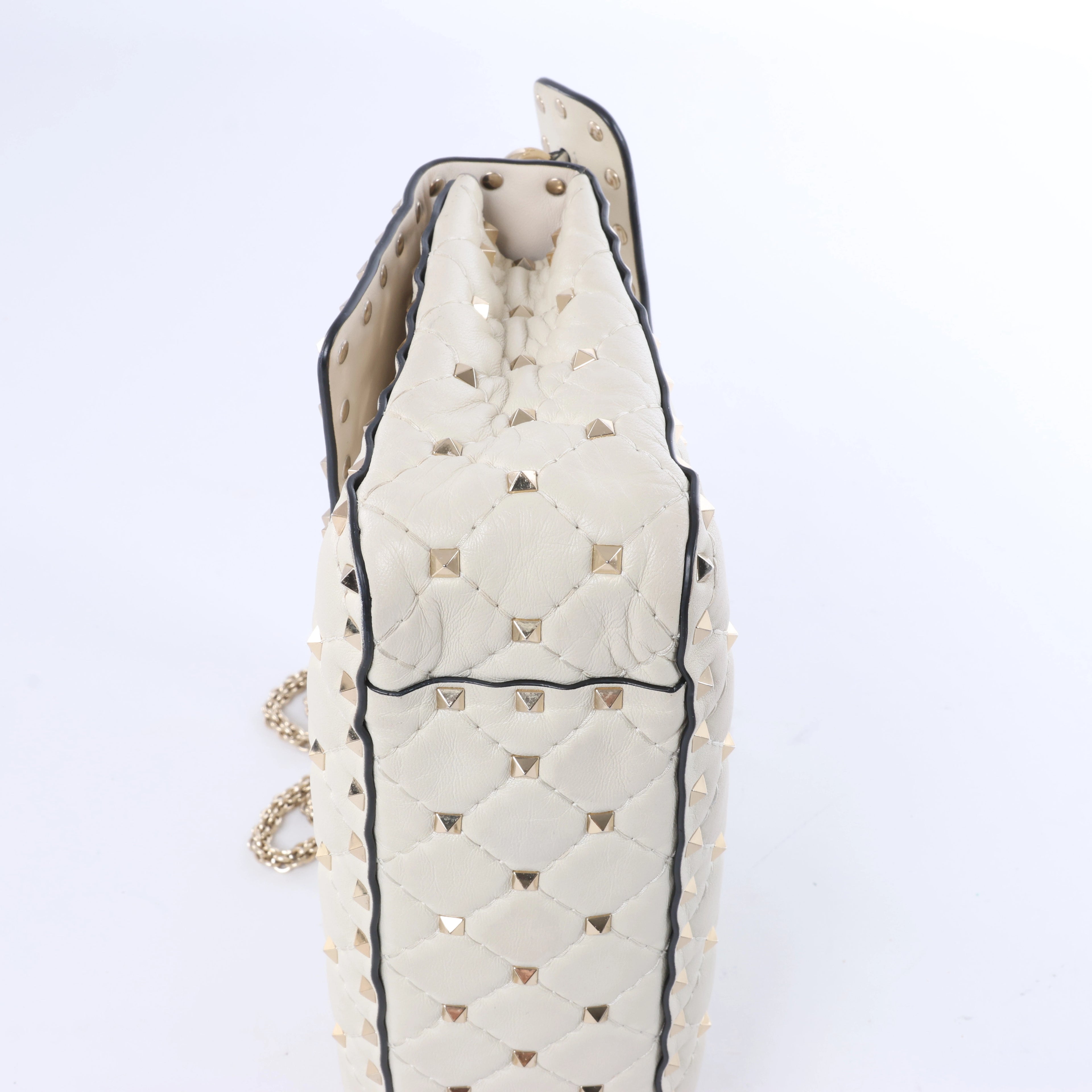 Valentino Garavani Rockstud Leather 2Way Shoulder Bag in White